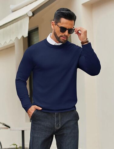COOFANDY Men's Crew Neck Pullover Sweater Slim Fit Long Sleeve Knit Sweaters Lightweight Dress Casual Crewneck Sweater in Saudi Arabia