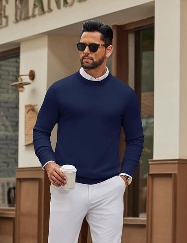 COOFANDY Men's Crew Neck Pullover Sweater Slim Fit Long Sleeve Knit Sweaters Lightweight Dress Casual Crewneck Sweater in Saudi Arabia