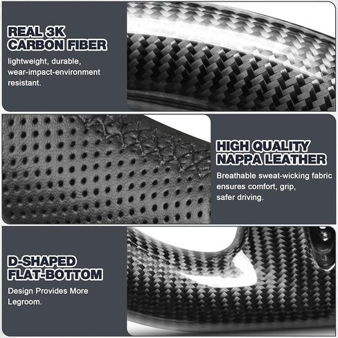 Carbon Fiber Steering Wheel For Infiniti Q60 2017-2022 D-shaped Nappa Perforated Leather Flat-bottom Steering Wheel in Kuwait