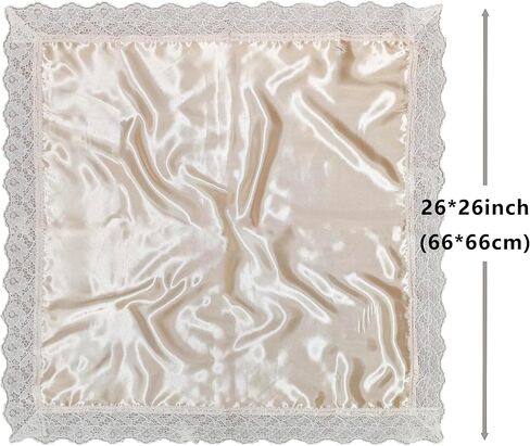 5pc 26'' lap scarf silk feeling fabric lap scarves with lace trims lap handkerchief lap covers lap skirts for women in church in Saudi Arabia