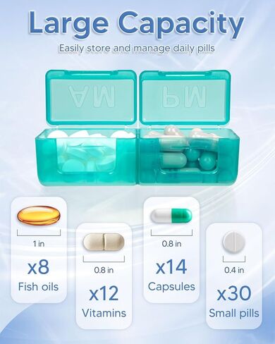 Monthly Pill Organizer 2 Times a Day – Yonlog Large Medicine Box with Weekly Travel Bag, Pill Cutter, Easy-Open Pick, Pill Taker Tool, and 2 Medication Stickers (Black, 2 Times a Day) in Saudi Arabia