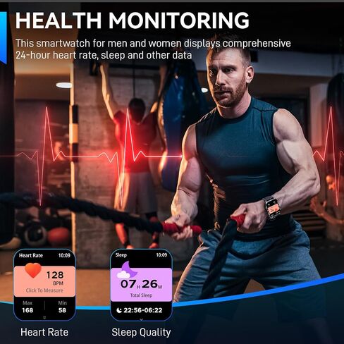 ساعة ذكية عسكرية للرجال الذين يعانون من LED Flashlight Watch 2.0 '' Big Screen Smartwatch 430mAh Big Battery Fitness Tracker مع شاشة نوم معدل ضربات القلب قم بإجراء مكالمات لـ iPhone Android in Saudi Arabia