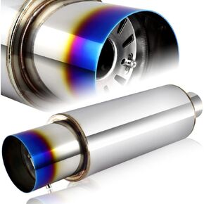 Q1-TECH, Universal 4" Burnt Tip JDM N1 Style Muffler Hi Flow Stainless Steel Weld-On 2.5" Inlet, Muffler, Removable Silencer Pre-attached, Deep and Smooth tone in Kuwait