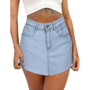 Denim Skort for Women High Waisted U Hem Y2K Jean Skort for Women Trendy Mini Skirt with Shorts and Pockets in Kuwait