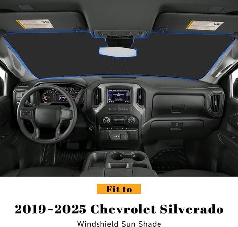 Car Windshield Sun Shade for Chevy 2019-2025 Silverado 1500 & for GMC 2019-2025 Sierra 1500 Associory (OEM Design) عزل عزل قابل للطي قابلة للطي Sunshade من أجل الحماية النهائية in Kuwait