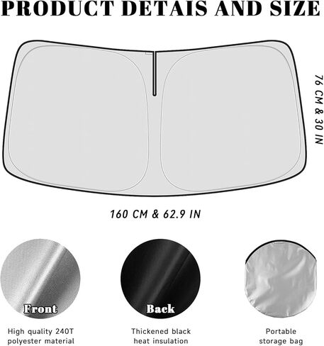 Car Windshield Sun Shade for Chevy 2019-2025 Silverado 1500 & for GMC 2019-2025 Sierra 1500 Associory (OEM Design) عزل عزل قابل للطي قابلة للطي Sunshade من أجل الحماية النهائية in Kuwait