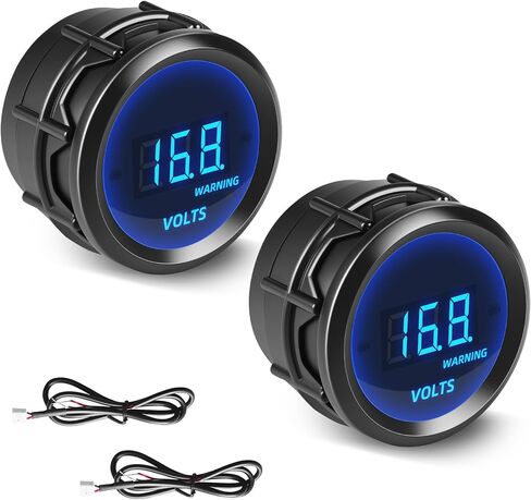 DC 12V Car Voltage Gauge, Safpovel 8-18V 2inches 52mm Blue Digital LED Display Voltmeter with Alarm, Universal Waterpoof Volt Meter Panel Kit for Marine Car Truck Boat Automotive Vehicles in Saudi Arabia