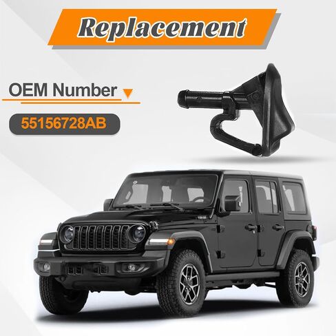 الاستبدال OE #55156728AB ، رذاذ ممسحة فوهة غسالة الزجاج الأمامي ، متوافق مع JP Wrangler JK 2002-2012 TJ 2002-2006 (Black-1PC) in Saudi Arabia