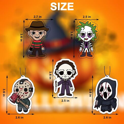 Air Air Corder- Halloween Horror Car Interior Interior Accessor Hanging Halloween Decoration ، Fresh Room ، for Men Women ، Pack of 5 in Saudi Arabia