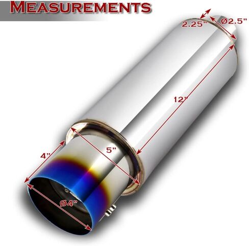Q1-TECH, Universal 4" Burnt Tip JDM N1 Style Muffler Hi Flow Stainless Steel Weld-On 2.5" Inlet, Muffler, Removable Silencer Pre-attached, Deep and Smooth tone in Kuwait