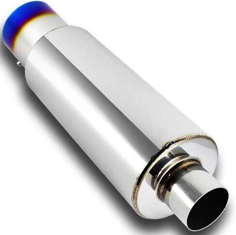 Q1-TECH, Universal 4" Burnt Tip JDM N1 Style Muffler Hi Flow Stainless Steel Weld-On 2.5" Inlet, Muffler, Removable Silencer Pre-attached, Deep and Smooth tone in Kuwait