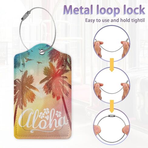 2Pcs Luggage Tag for Suitcase Tropical Summer Palm Cute Suitcase Tag with Privacy Flap & Name ID Label & Metal Loop,Travel Bag Luggage Tags for Women in Saudi Arabia