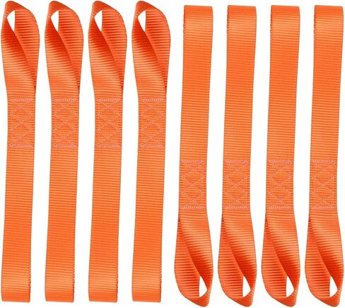 8PCS Soft Loop Tie Down Straps, Heavy Duty Auxiliary Strap with 4800Lbs Breaking Strength & 1800Lbs Load Capacity, Tie Down Loops for Securing Car Motorcycles ATV UTV Equipment (Orange) in Saudi Arabia