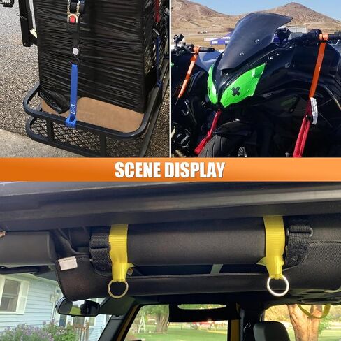 8PCS Soft Loop Tie Down Straps, Heavy Duty Auxiliary Strap with 4800Lbs Breaking Strength & 1800Lbs Load Capacity, Tie Down Loops for Securing Car Motorcycles ATV UTV Equipment (Orange) in Saudi Arabia
