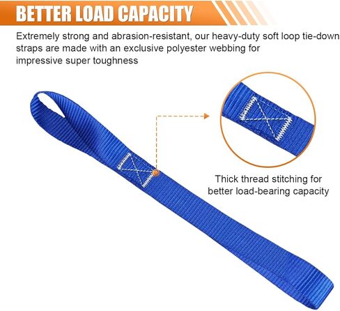8PCS Soft Loop Tie Down Straps, Heavy Duty Auxiliary Strap with 4800Lbs Breaking Strength & 1800Lbs Load Capacity, Tie Down Loops for Securing Car Motorcycles ATV UTV Equipment (Orange) in Saudi Arabia