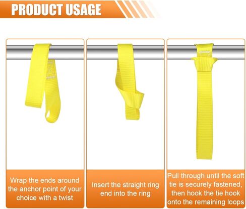 8PCS Soft Loop Tie Down Straps, Heavy Duty Auxiliary Strap with 4800Lbs Breaking Strength & 1800Lbs Load Capacity, Tie Down Loops for Securing Car Motorcycles ATV UTV Equipment (Orange) in Saudi Arabia