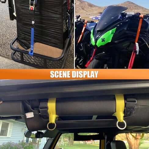 8PCS Soft Loop Tie Down Straps, Heavy Duty Auxiliary Strap with 4800Lbs Breaking Strength & 1800Lbs Load Capacity, Tie Down Loops for Securing Car Motorcycles ATV UTV Equipment (Orange) in Saudi Arabia