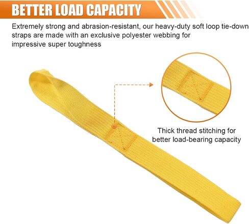 8pcs حلقة Soft Loop أشرطة ، حزام مساعد شاق مع قوة كسر 4800 رطل وسعة تحميل 1800 رطل ، اربط حلقات لتأمين معدات السيارات ATV ATV (Orange) in Saudi Arabia