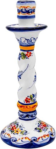 Faireal ، Portuguese Pottery Alcobaça Ceramic Devinative Hand Plainte Plained-مجموعة من 2 ، Avid-105 ، الأزرق ، الأبيض ، الأحمر ، الأصفر ، الأخضر in Saudi Arabia