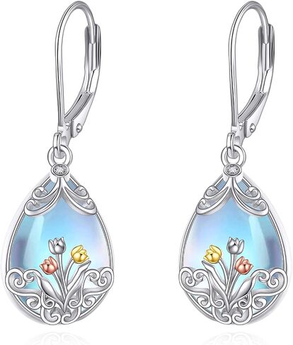 Celtic Knot Earrings Sterling Silver 925 Celtic Moonstone Dangle Earrings Dangling Irish Jewelry Gifts For Women Girlfriend Female in Saudi Arabia