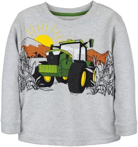جرار John Deere Ash Gray في Mountain Field أحجام تي شيرت طويلة الأكمام 2T 3T 4T in Saudi Arabia