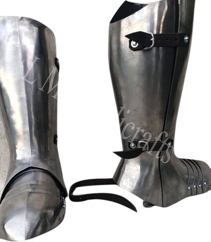 L M الحرف اليدوية فارس العصور الوسطى مع Sabatons الصلب الفضة SCA الساق درع Greaves Armor Cosplay Ren Faire Costum in Saudi Arabia