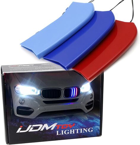 Ijdmtoy LED إضاءة مميزة 3 ألوان LED مصببة أمامية إدراج توافقات متوافقة مع 2014-18 BMW X5 و 2015-16 X6 7-Beam Center Center Grill in Kuwait