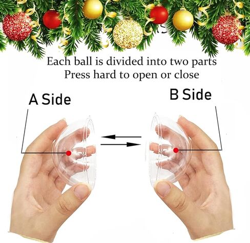 (80mmx10Pk) Clear Plastic Fillable Ornaments,Transparent DIY Craft Ball,Clear DIY Christmas Ornament Large Sizes for Wedding,Party,Home Decor in Kuwait