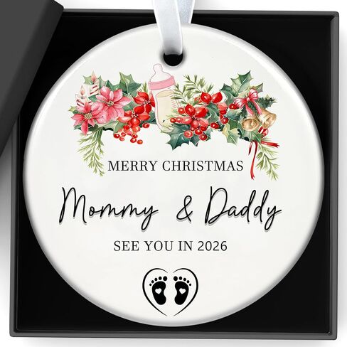 Christmas Ornaments 2025,Our First Christmas As A Family of Three Ornament Baby 1st Xmas Ornaments Unique Ceramic New Parents Gifts for Couples Mom Dad Newborn Girls Boys Xmas Tree Decorations in Kuwait