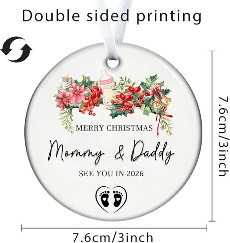 Christmas Ornaments 2025,Our First Christmas As A Family of Three Ornament Baby 1st Xmas Ornaments Unique Ceramic New Parents Gifts for Couples Mom Dad Newborn Girls Boys Xmas Tree Decorations in Kuwait
