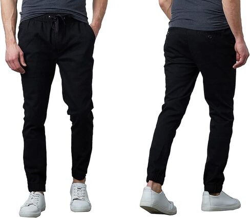 Galaxy by Harvic Men's Basic Stretch Twill Joggers Chinos Hiking Drawstring in Saudi Arabia