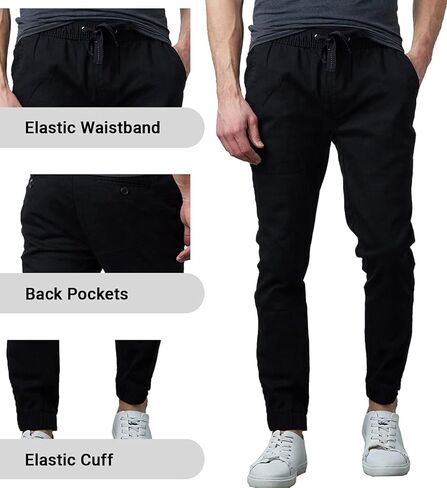 Galaxy by Harvic Men's Basic Stretch Twill Joggers Chinos Hiking Drawstring in Saudi Arabia