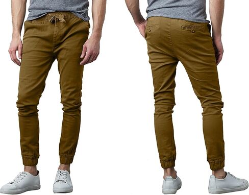 Galaxy by Harvic Men's Basic Stretch Twill Joggers Chinos Hiking Drawstring in Saudi Arabia