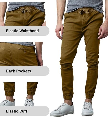 Galaxy by Harvic Men's Basic Stretch Twill Joggers Chinos Hiking Drawstring in Saudi Arabia