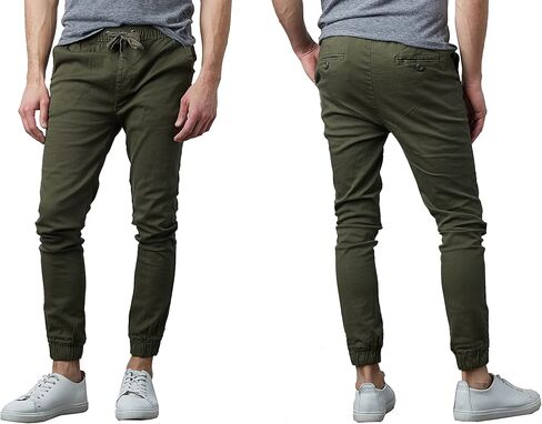 Galaxy by Harvic Men's Basic Stretch Twill Joggers Chinos Hiking Drawstring in Saudi Arabia