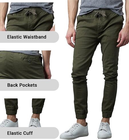 Galaxy by Harvic Men's Basic Stretch Twill Joggers Chinos Hiking Drawstring in Saudi Arabia