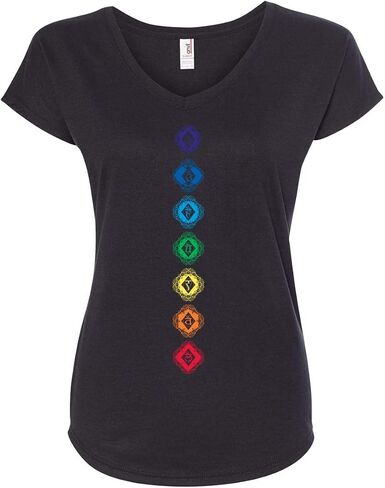 Ladies Diamond Chakras V-Neck Yoga Tee Shirt in Saudi Arabia
