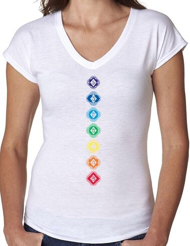 Ladies Diamond Chakras V-Neck Yoga Tee Shirt in Saudi Arabia