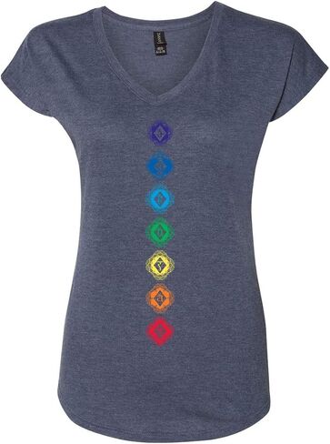 Ladies Diamond Chakras V-Neck Yoga Tee Shirt in Saudi Arabia