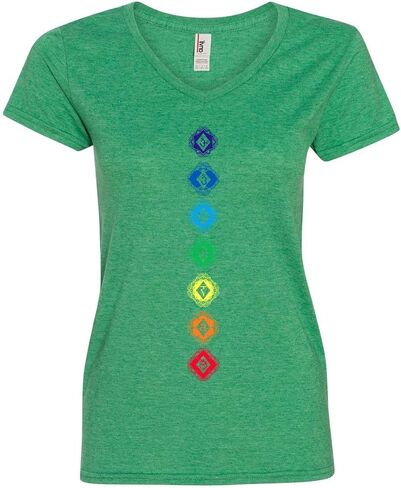 Ladies Diamond Chakras V-Neck Yoga Tee Shirt in Saudi Arabia