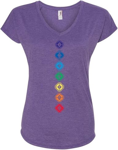 Ladies Diamond Chakras V-Neck Yoga Tee Shirt in Saudi Arabia