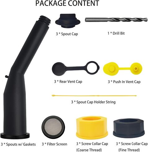 Gas Can Spout Replacement Universal Kit Flexible Fuel Tank Pour Nozzle with Gaskets Vent Cap Base Cap Drill Bit for Most of Old Style Gas Can Water Jug 1 2 5 Gallon White in Kuwait