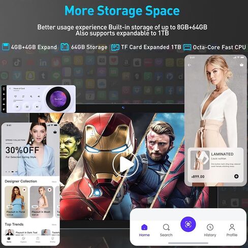 Tablet 2024 Newest Android 14 Tablets, 10 inch Tablet (4+4)GB RAM 64GB ROM 1TB Expand, 2 in 1 Tablet with Case, Keyboard,Stylus, Octa-Core Tablet PC, WiFi 6, Bluetooth, Dual Camera,6000mAh Battery in Saudi Arabia