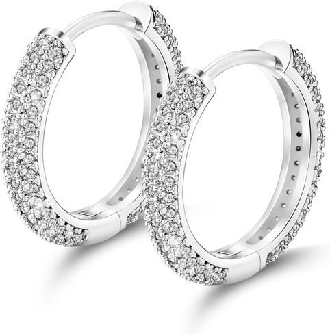 HELLOICE Hoop Earrings Iced Out Cubic Zirconia Huggie Cartilage Cuff Diamond Hypoallergenic 18k Gold Plated Round Circle Earrings Hoop Earrings 5A CZ Stones Lightweight for Men in Kuwait