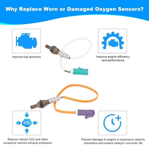 JDMON 2PCS Oxygen O2 Sensor Upstream Downstream Replacement for 2011-2019 Ford Fiesta 1.6L L4 Compatible with 234-4493, 2344493, 234-4555, 2344555 in Saudi Arabia