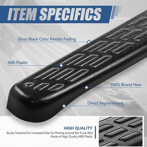 Auto Dynasty [Stake Holes Model] Pair of Rear Bed Rail Caps Stepside Compatible with Silverado Sierra 1500 2500 2500HD 3500HD 6'6" Fleetside Bed 07-13, Driver and Passenger Side, Textured Gloss Black in Saudi Arabia