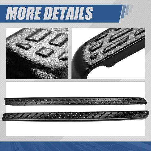 Auto Dynasty [Stake Holes Model] Pair of Rear Bed Rail Caps Stepside Compatible with Silverado Sierra 1500 2500 2500HD 3500HD 6'6" Fleetside Bed 07-13, Driver and Passenger Side, Textured Gloss Black in Saudi Arabia