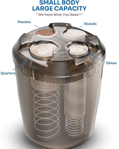 حامل عملة COIN Universal Universal Universal COUN FOR CUP ، حامل التغيير متوافق مع معظم ملحقات الشاحنات ، فرز بيني ، الربع ، الدايم ، النيكل (أسود) in Saudi Arabia