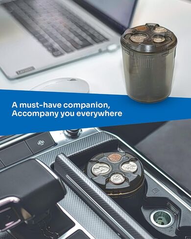 حامل عملة COIN Universal Universal Universal COUN FOR CUP ، حامل التغيير متوافق مع معظم ملحقات الشاحنات ، فرز بيني ، الربع ، الدايم ، النيكل (أسود) in Saudi Arabia