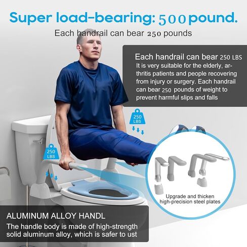 Toilet Safety Rails for Elderly (520 lbs), Handicap Toilet Rails with Foldable Handles, Toilet Assist Rails, Toilet Rails for Seniors, Heavy Duty Toilet Safety Frames Rails for Halloween in Kuwait